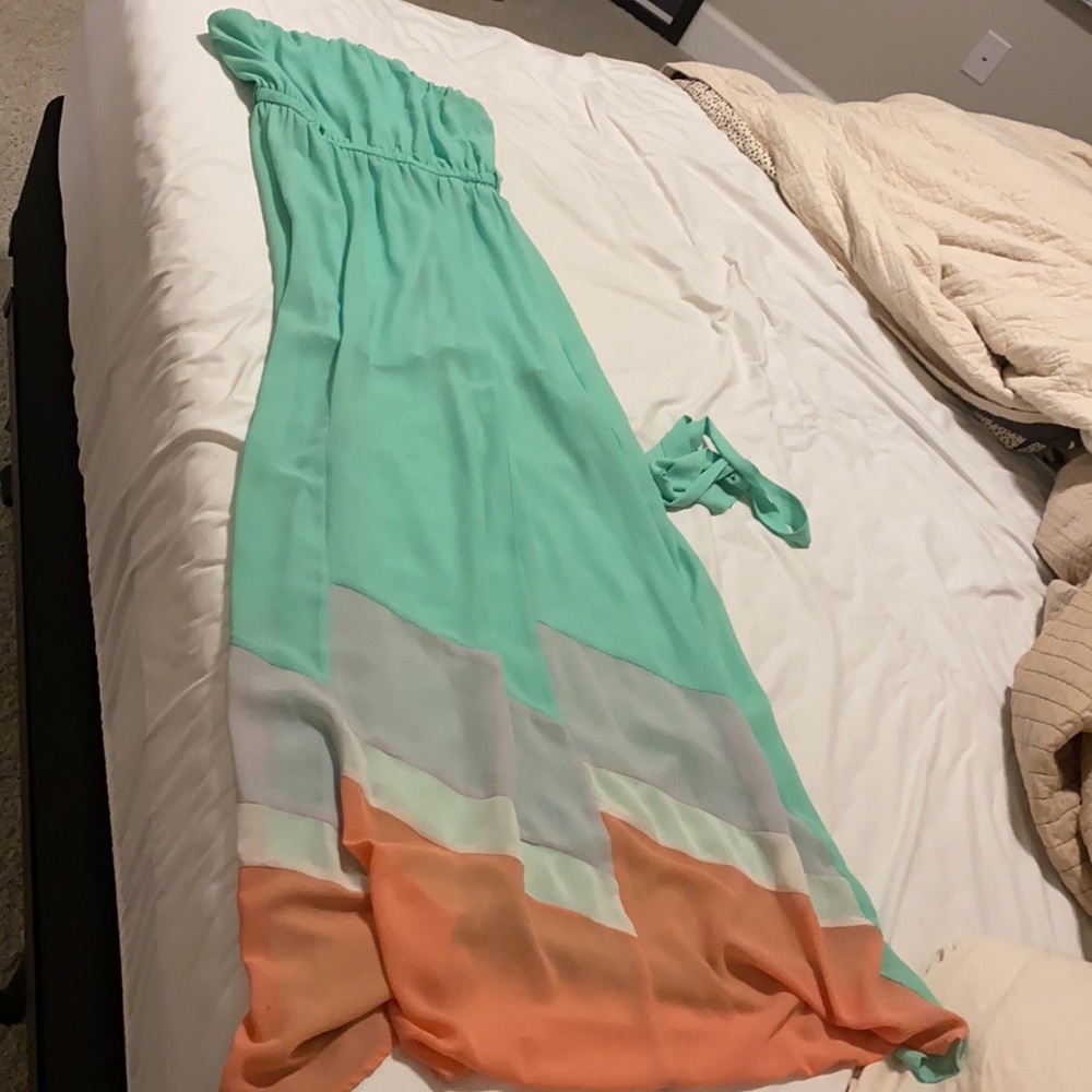 Mint strapless maxi dress